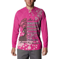 African Women Button Sweatshirt Black Beautiful Brave and Bressed - Pink Color - Wonder Print Shop