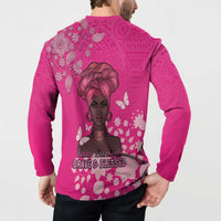 African Women Button Sweatshirt Black Beautiful Brave and Bressed - Pink Color - Wonder Print Shop