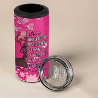 African Women 4 in 1 Can Cooler Tumbler Black Beautiful Brave and Bressed - Pink Color - Wonder Print Shop