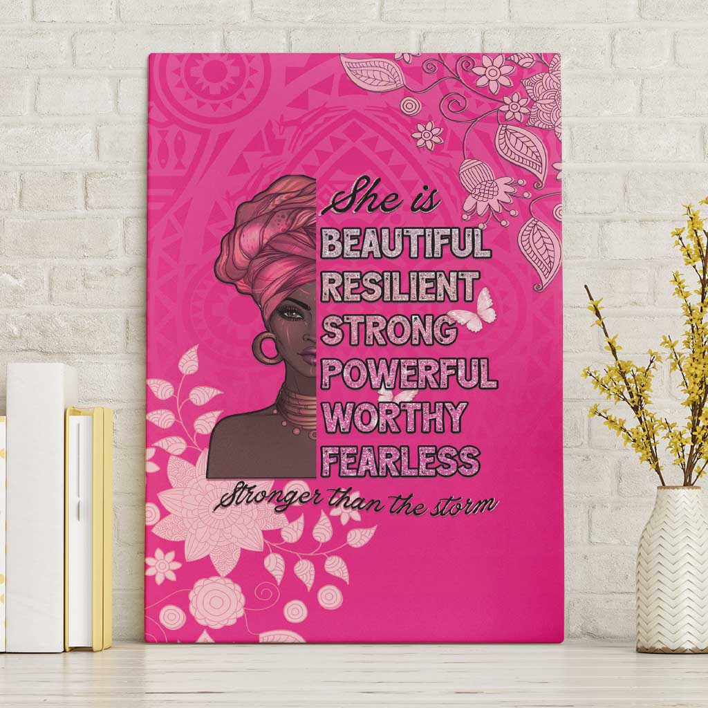 African Women Canvas Wall Art Black Beautiful Brave and Bressed - Pink Color - Wonder Print Shop