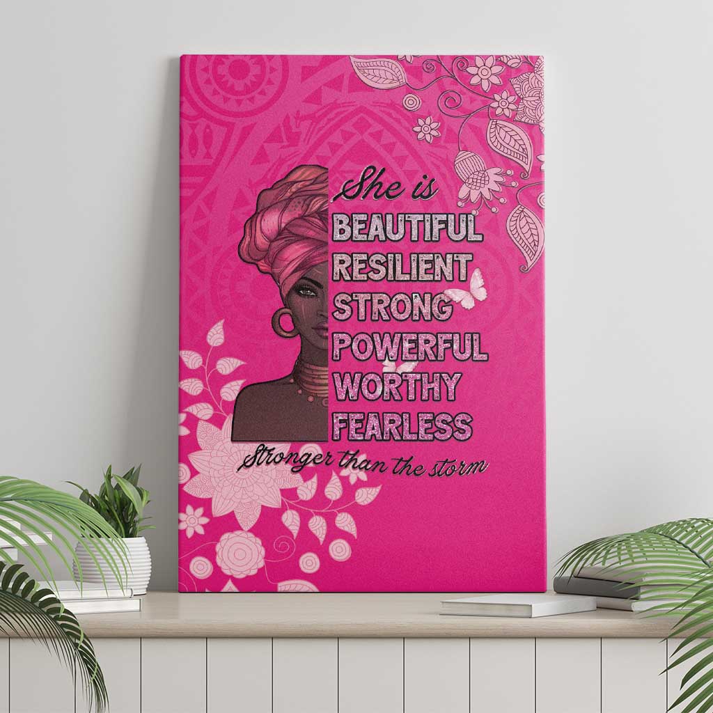African Women Canvas Wall Art Black Beautiful Brave and Bressed - Pink Color - Wonder Print Shop