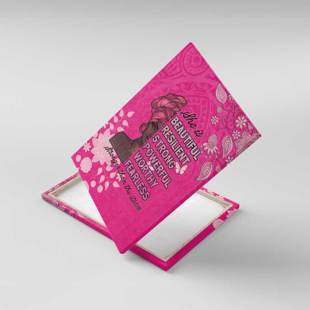 African Women Canvas Wall Art Black Beautiful Brave and Bressed - Pink Color - Wonder Print Shop