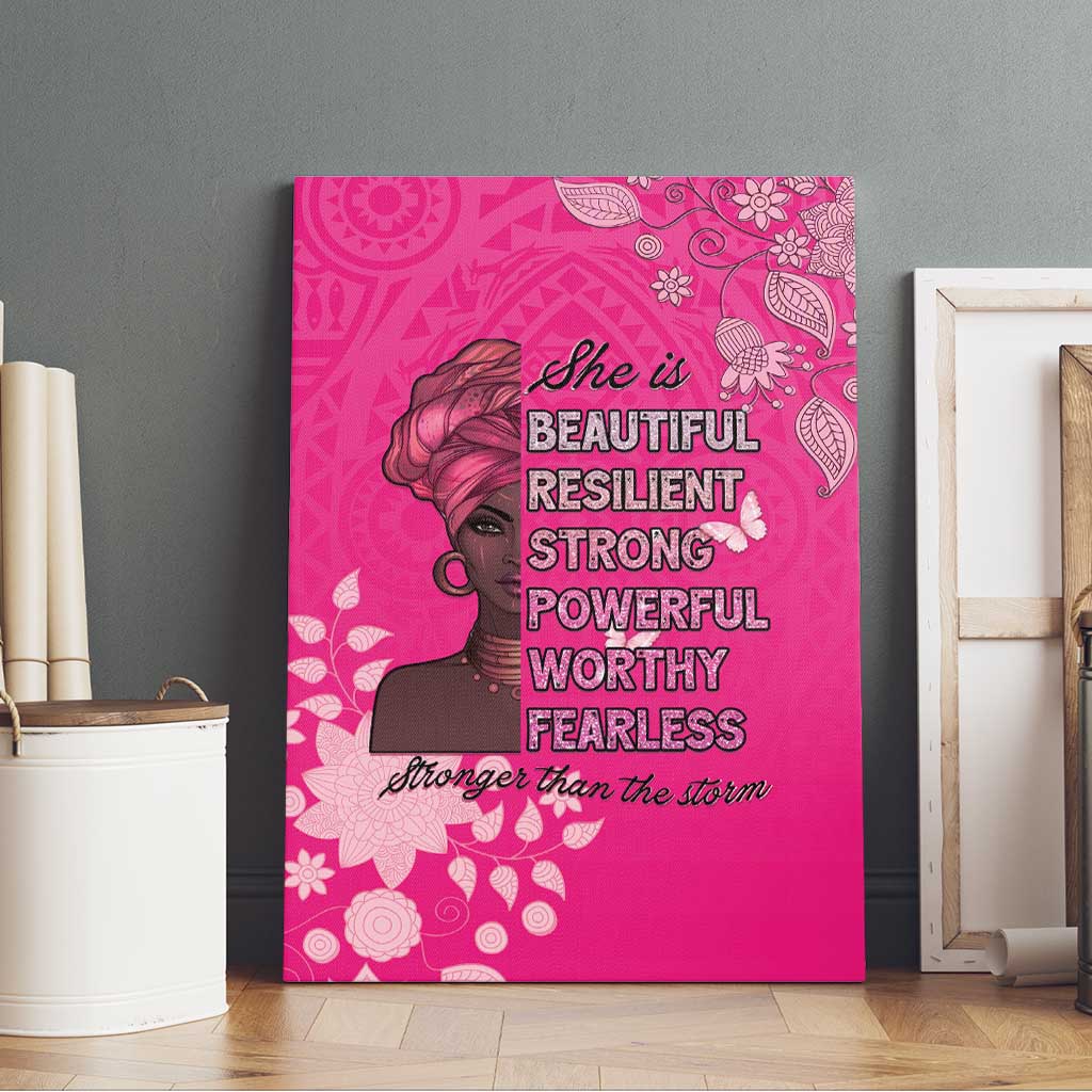 African Women Canvas Wall Art Black Beautiful Brave and Bressed - Pink Color - Wonder Print Shop