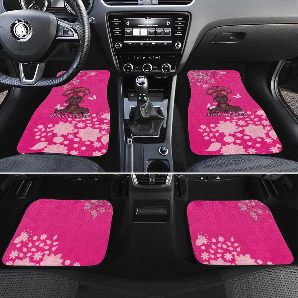 African Women Car Mats Black Beautiful Brave and Bressed - Pink Color - Wonder Print Shop