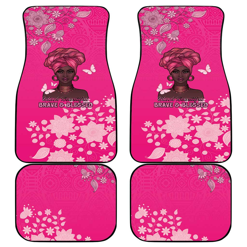 African Women Car Mats Black Beautiful Brave and Bressed - Pink Color - Wonder Print Shop