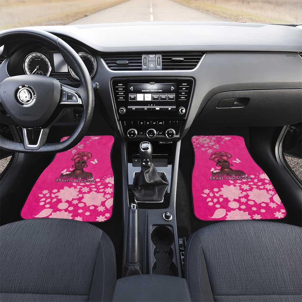 African Women Car Mats Black Beautiful Brave and Bressed - Pink Color - Wonder Print Shop