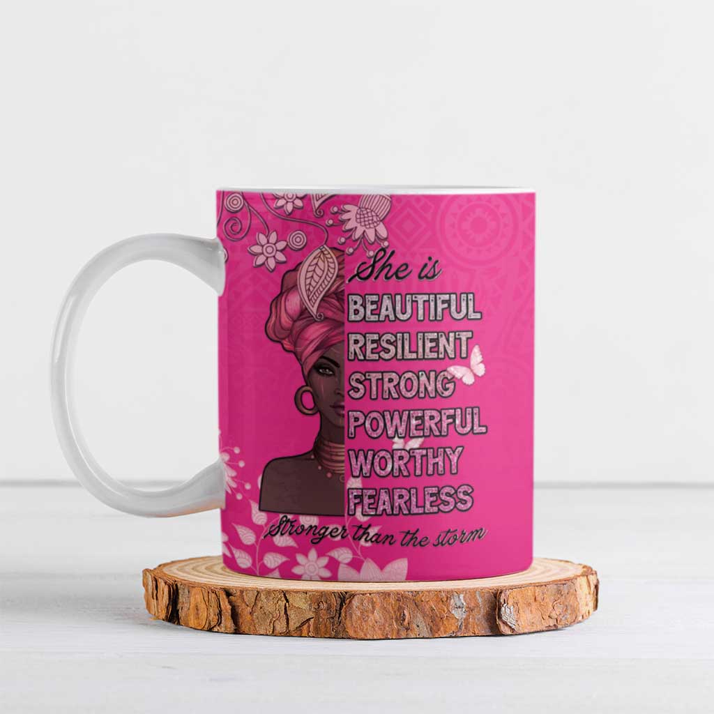 African Women Ceramic Mug Black Beautiful Brave and Bressed - Pink Color - Wonder Print Shop