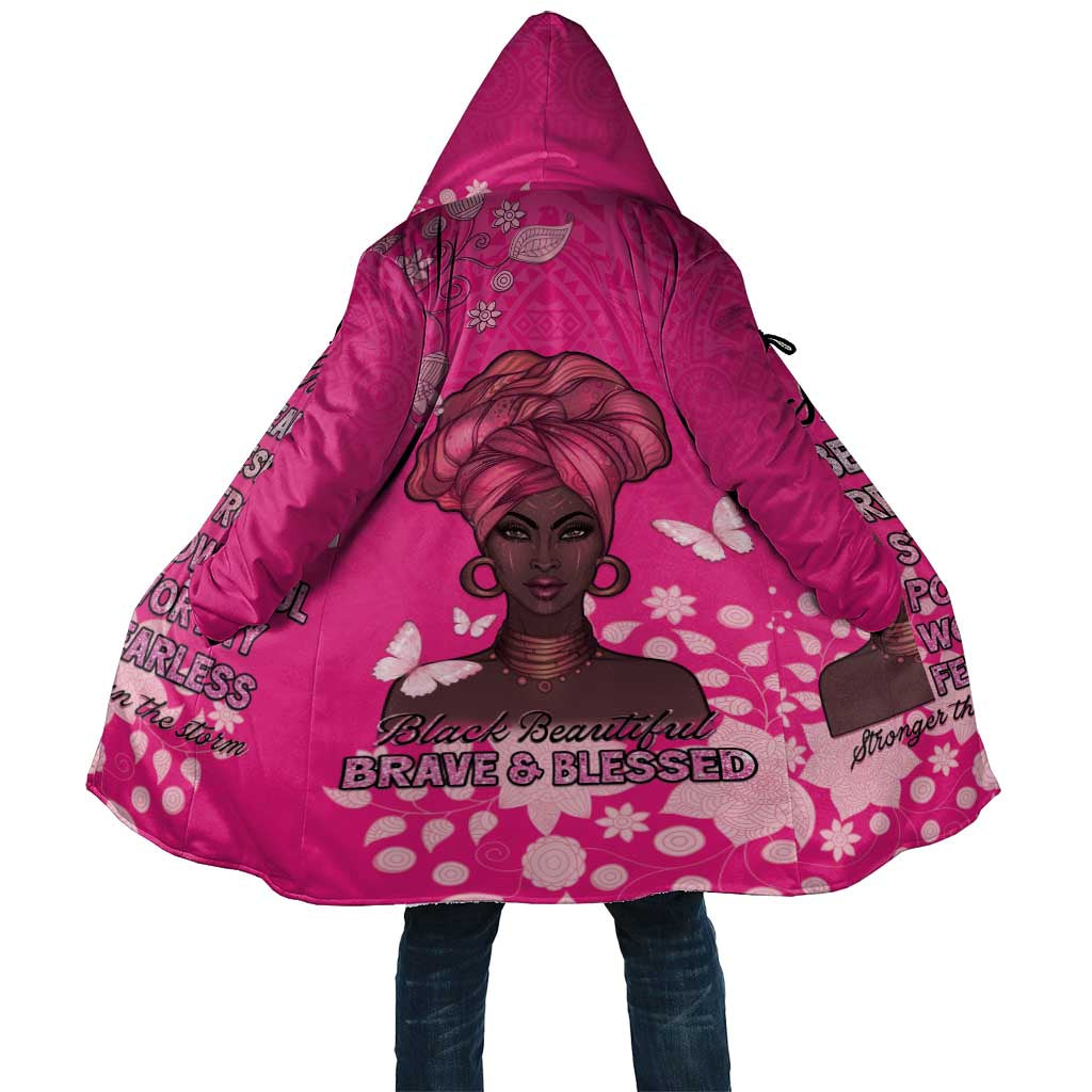 African Women Cloak Black Beautiful Brave and Bressed - Pink Color - Wonder Print Shop