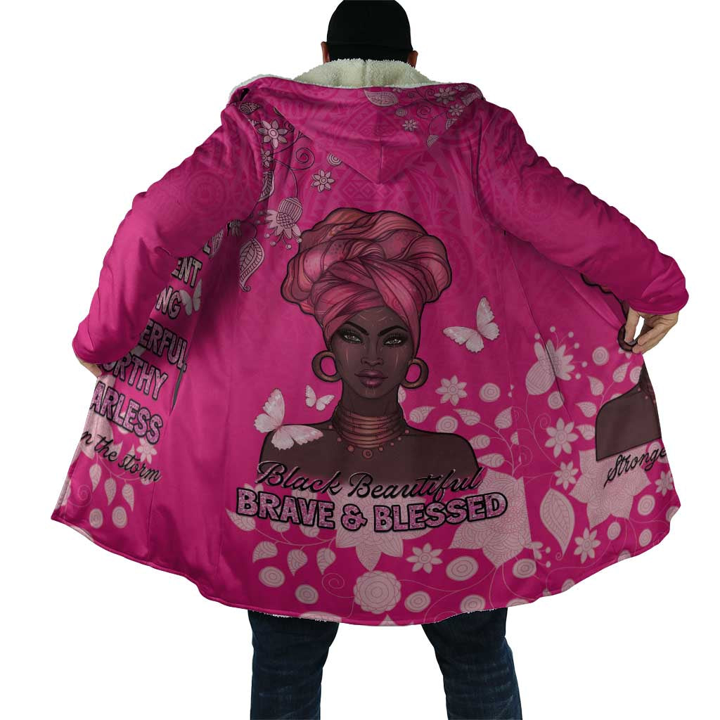 African Women Cloak Black Beautiful Brave and Bressed - Pink Color - Wonder Print Shop