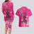 African Women Couples Matching Long Sleeve Bodycon Dress and Hawaiian Shirt Black Beautiful Brave and Bressed - Pink Color - Wonder Print Shop