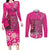 African Women Couples Matching Long Sleeve Bodycon Dress and Long Sleeve Button Shirt Black Beautiful Brave and Bressed - Pink Color - Wonder Print Shop