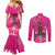 African Women Couples Matching Mermaid Dress and Long Sleeve Button Shirt Black Beautiful Brave and Bressed - Pink Color - Wonder Print Shop