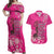 African Women Couples Matching Off Shoulder Maxi Dress and Hawaiian Shirt Black Beautiful Brave and Bressed - Pink Color - Wonder Print Shop
