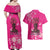 African Women Couples Matching Off Shoulder Maxi Dress and Hawaiian Shirt Black Beautiful Brave and Bressed - Pink Color - Wonder Print Shop