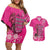 African Women Couples Matching Off Shoulder Short Dress and Hawaiian Shirt Black Beautiful Brave and Bressed - Pink Color - Wonder Print Shop