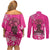 African Women Couples Matching Off Shoulder Short Dress and Long Sleeve Button Shirt Black Beautiful Brave and Bressed - Pink Color - Wonder Print Shop