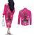 African Women Couples Matching Off The Shoulder Long Sleeve Dress and Long Sleeve Button Shirt Black Beautiful Brave and Bressed - Pink Color - Wonder Print Shop