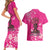 African Women Couples Matching Short Sleeve Bodycon Dress and Hawaiian Shirt Black Beautiful Brave and Bressed - Pink Color - Wonder Print Shop