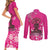 African Women Couples Matching Short Sleeve Bodycon Dress and Long Sleeve Button Shirt Black Beautiful Brave and Bressed - Pink Color - Wonder Print Shop