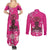 African Women Couples Matching Summer Maxi Dress and Long Sleeve Button Shirt Black Beautiful Brave and Bressed - Pink Color - Wonder Print Shop