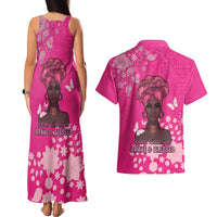 African Women Couples Matching Tank Maxi Dress and Hawaiian Shirt Black Beautiful Brave and Bressed - Pink Color - Wonder Print Shop