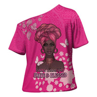 African Women Cross Shoulder Shirt Black Beautiful Brave and Bressed - Pink Color - Wonder Print Shop