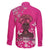 African Women Family Matching Long Sleeve Bodycon Dress and Hawaiian Shirt Black Beautiful Brave and Bressed - Pink Color - Wonder Print Shop
