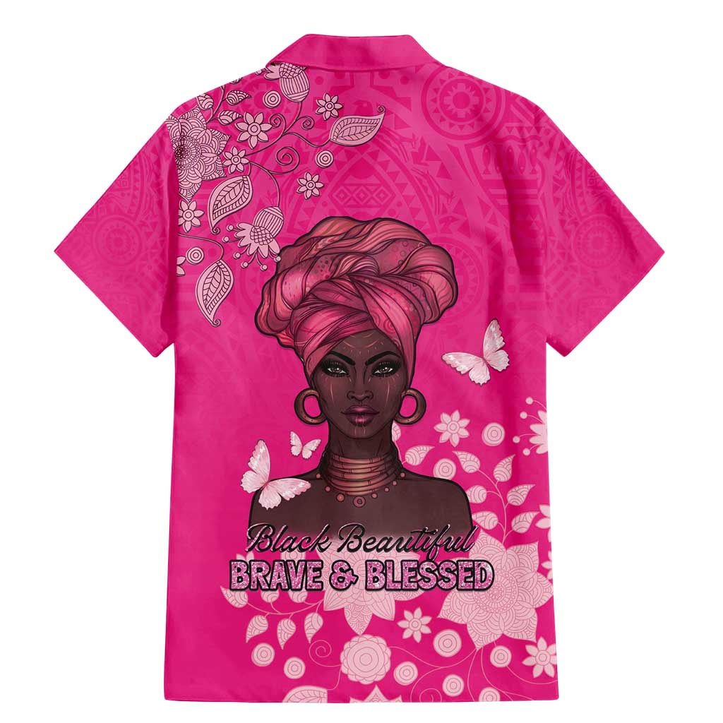 African Women Family Matching Mermaid Dress and Hawaiian Shirt Black Beautiful Brave and Bressed - Pink Color - Wonder Print Shop