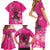 African Women Family Matching Short Sleeve Bodycon Dress and Hawaiian Shirt Black Beautiful Brave and Bressed - Pink Color - Wonder Print Shop