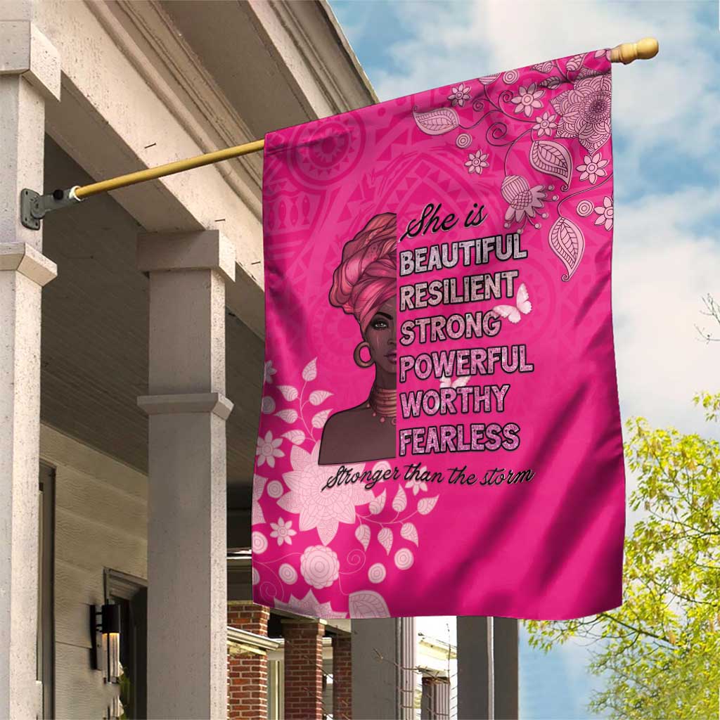 African Women Garden Flag Black Beautiful Brave and Bressed - Pink Color - Wonder Print Shop