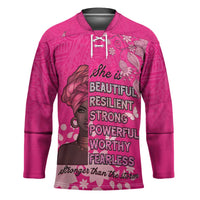 African Women Hockey Jersey Black Beautiful Brave and Bressed - Pink Color - Wonder Print Shop