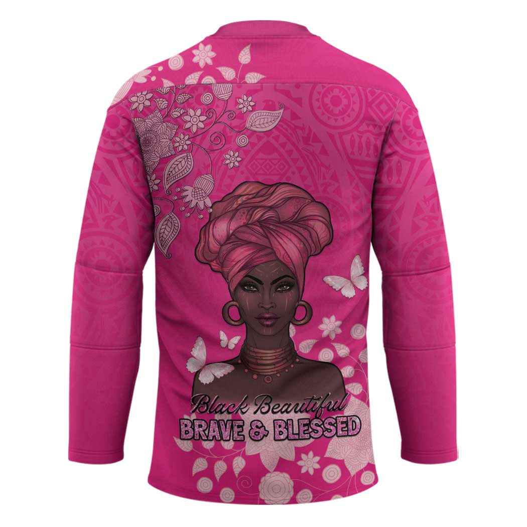 African Women Hockey Jersey Black Beautiful Brave and Bressed - Pink Color - Wonder Print Shop