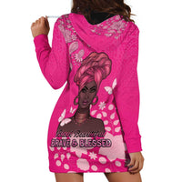 African Women Hoodie Dress Black Beautiful Brave and Bressed - Pink Color - Wonder Print Shop