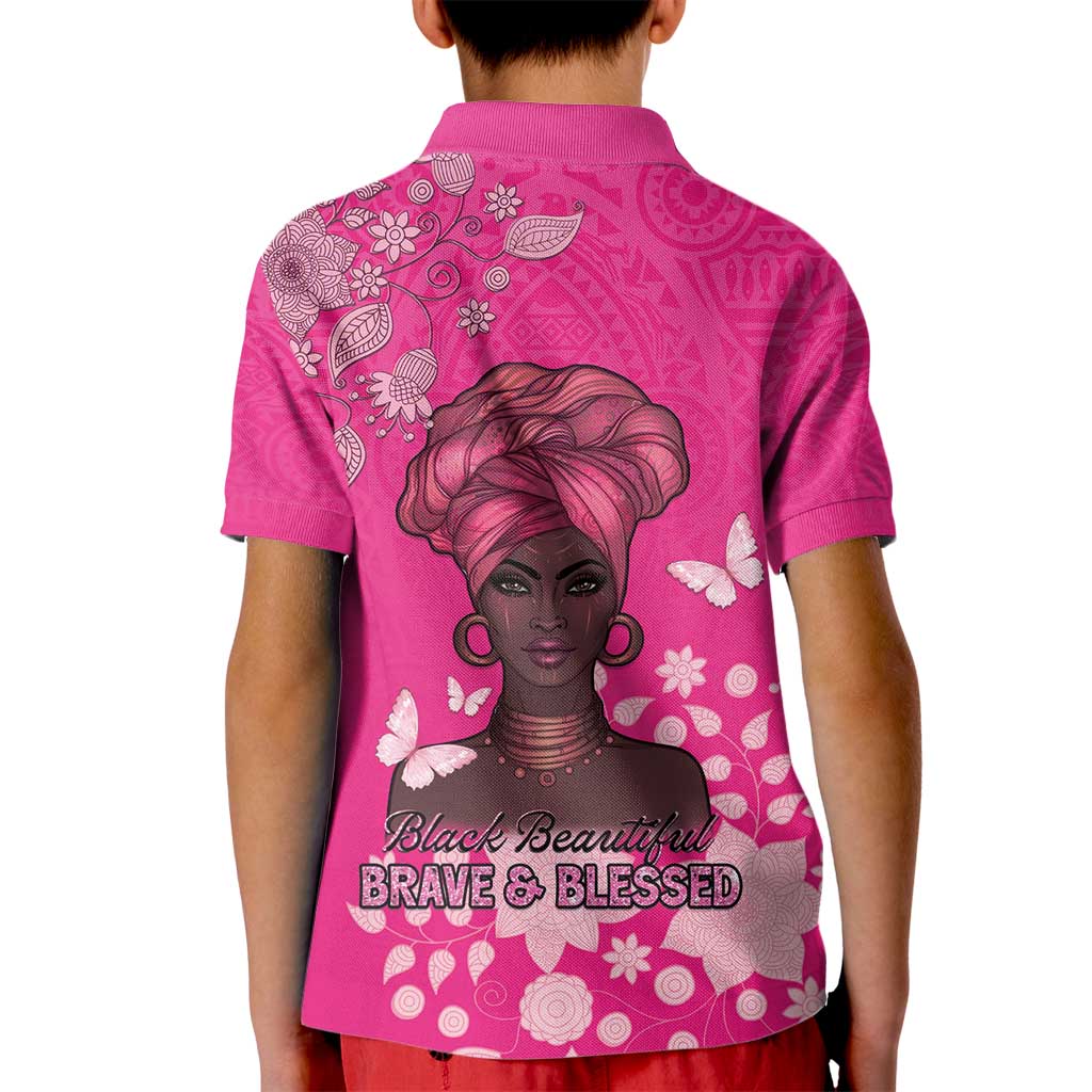 African Women Kid Polo Shirt Black Beautiful Brave and Bressed - Pink Color - Wonder Print Shop
