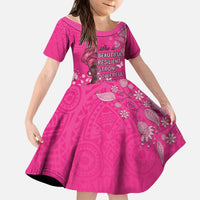 African Women Kid Short Sleeve Dress Black Beautiful Brave and Bressed - Pink Color - Wonder Print Shop
