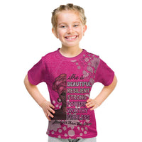 African Women Kid T Shirt Black Beautiful Brave and Bressed - Pink Color - Wonder Print Shop