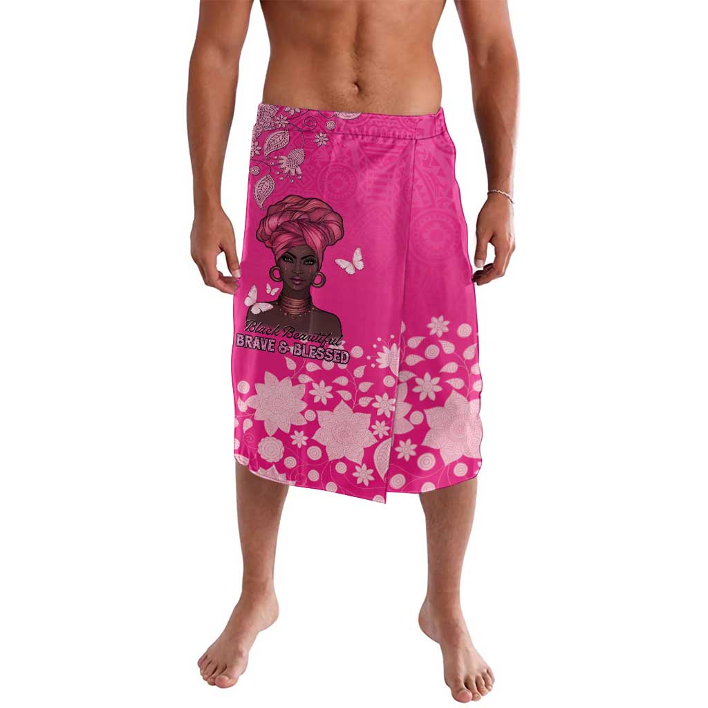 African Women Lavalava Black Beautiful Brave and Bressed - Pink Color - Wonder Print Shop