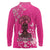 African Women Long Sleeve Polo Shirt Black Beautiful Brave and Bressed - Pink Color - Wonder Print Shop