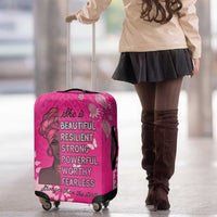African Women Luggage Cover Black Beautiful Brave and Bressed - Pink Color - Wonder Print Shop