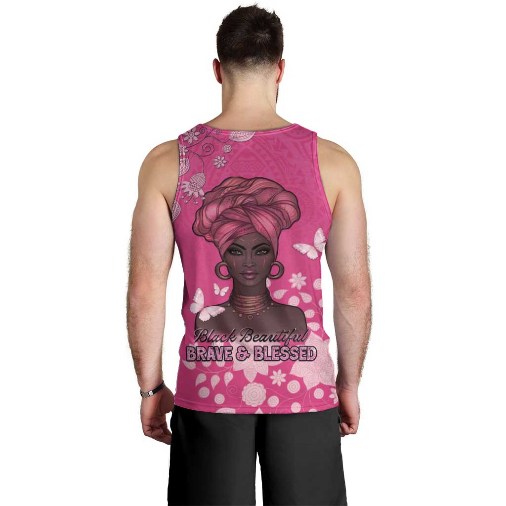 African Women Men Tank Top Black Beautiful Brave and Bressed - Pink Color - Wonder Print Shop