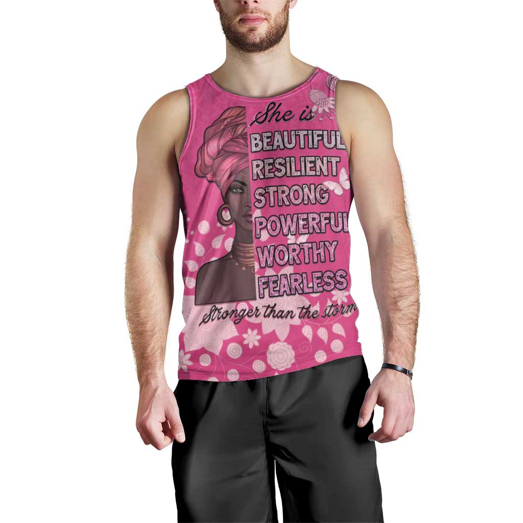 African Women Men Tank Top Black Beautiful Brave and Bressed - Pink Color - Wonder Print Shop