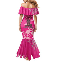 African Women Mermaid Dress Black Beautiful Brave and Bressed - Pink Color - Wonder Print Shop