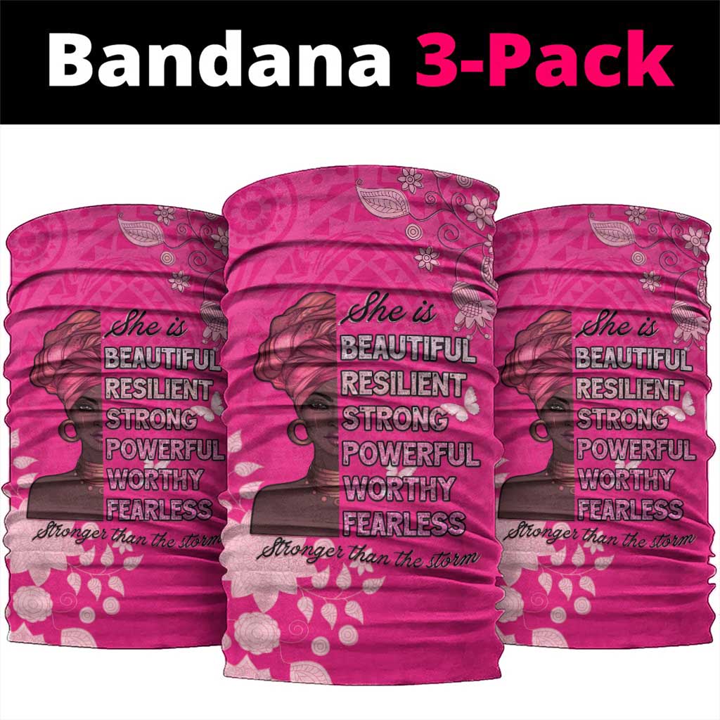 African Women Neck Gaiter Black Beautiful Brave and Bressed - Pink Color - Wonder Print Shop