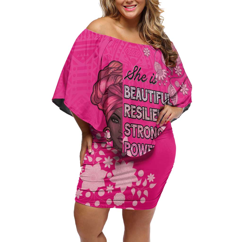 African Women Off Shoulder Short Dress Black Beautiful Brave and Bressed - Pink Color - Wonder Print Shop