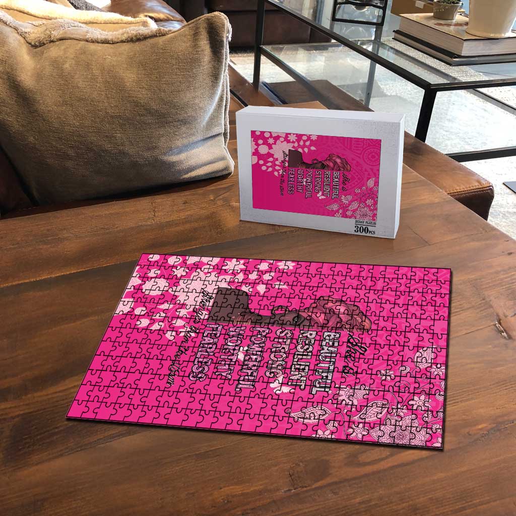 African Women Puzzle Black Beautiful Brave and Bressed - Pink Color - Wonder Print Shop