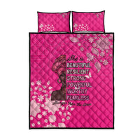 African Women Quilt Bed Set Black Beautiful Brave and Bressed - Pink Color - Wonder Print Shop