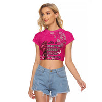 African Women Raglan Cropped T Shirt Black Beautiful Brave and Bressed - Pink Color - Wonder Print Shop