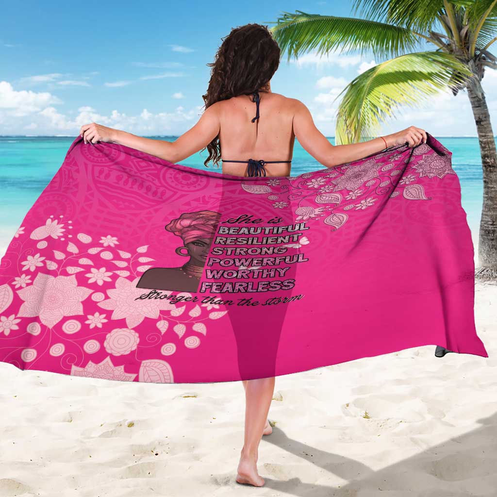 African Women Sarong Black Beautiful Brave and Bressed - Pink Color - Wonder Print Shop