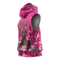 African Women Sleeveless Hoodie Black Beautiful Brave and Bressed - Pink Color - Wonder Print Shop