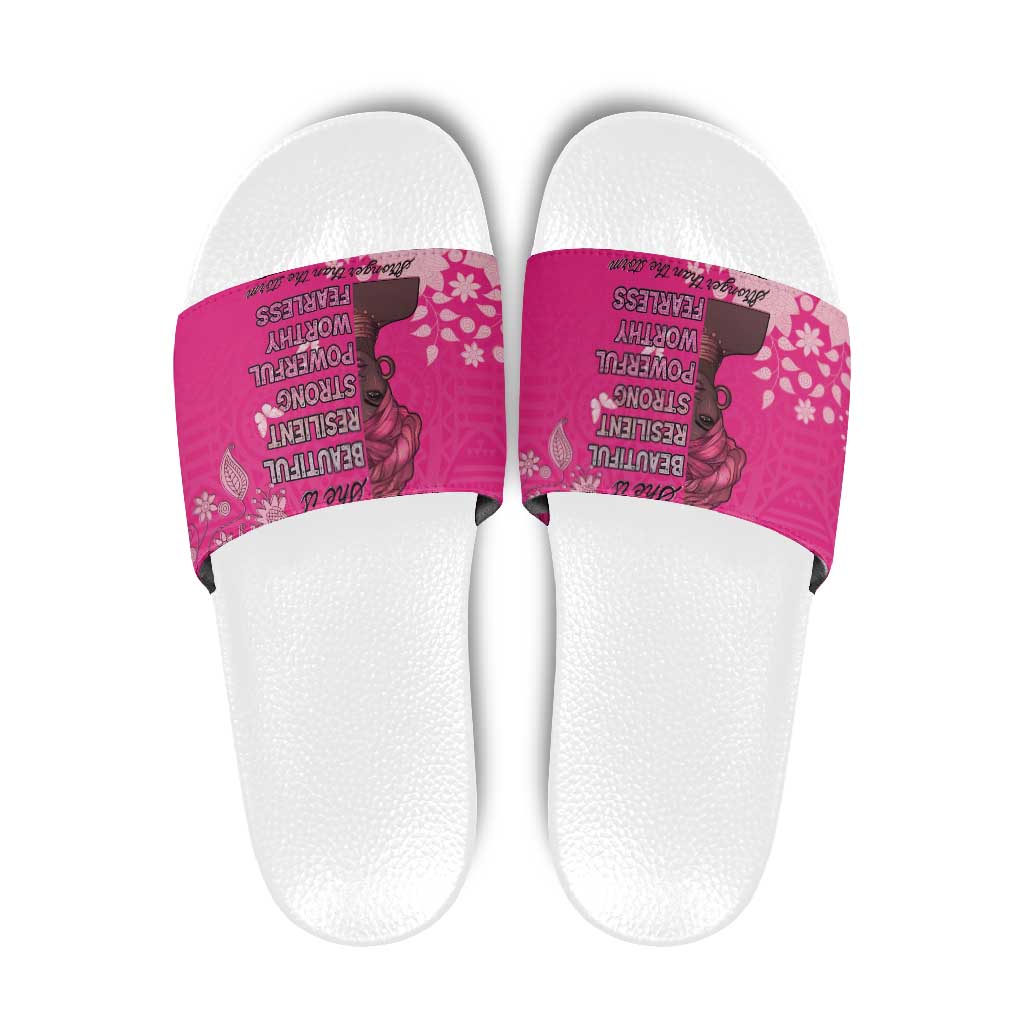 African Women Slide Sandals Black Beautiful Brave and Bressed - Pink Color - Wonder Print Shop